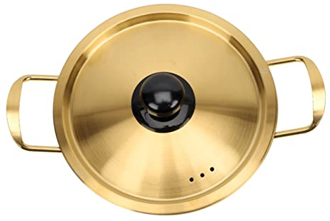 YARNOW Pot à Ramen Coréen Acier Inoxydable Doré Avec Double Poignée Cuisson Rapide Et Compatible Induction Pour Nouilles Instantanées Et Soupes
