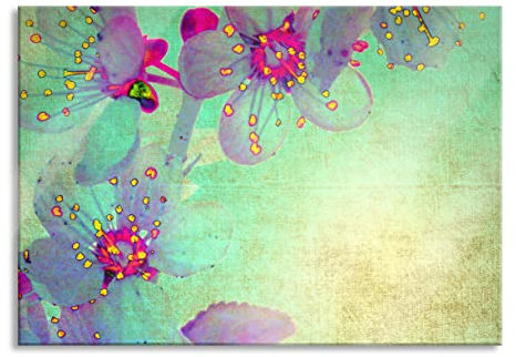 Pixxprint Glasbild, Wandbild aus Echtglas, Durchsichtige Lila Blätter, 80x60 cm, inkl. Aufhängung und Abstandshalter