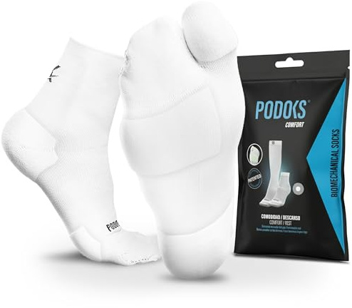 PODOKS® Calcetines Fascitis Plantar Hombre y Mujer | Calcetines de Compresion con Tejido Coolmax | Contiene Almohadillado Estratégico y Separación del primer dedo | Fabricado en España