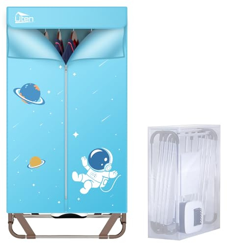 Uten Clothes Dryer Electric Indoor, 2-Tier Heated Clothes Airer, Foldable Dryer Wardrobe Drying Rack with storage Bag, 1500w Quick Dry for All Fabrics, Suitable for Home