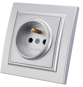 Prise murale encastrable,Prises electriques Standard,Prise murale d'intérieur 250V AC 16A,Prise de terre steckdose française argent EP-09