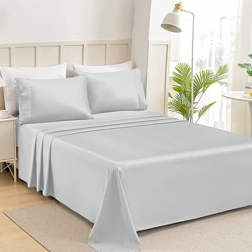 HOMEYA Juego de Sábanas de 4 Piezas 180 x 200 - Poliéster Microfibra Cepillado y Prelavado - Sábana Bajera Ajustable - Sábana encimera - Dos Fundas para Almohadas de 50x75cm - Suave y Transpilble