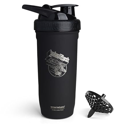 Smartshake Rockband Reforce Edelstahl-Protein-Shaker-Flasche, 900 ml, auslaufsicherer Schraubdeckel, BPA-frei, nicht isoliert, Unisex (Judas Priester-Logo)