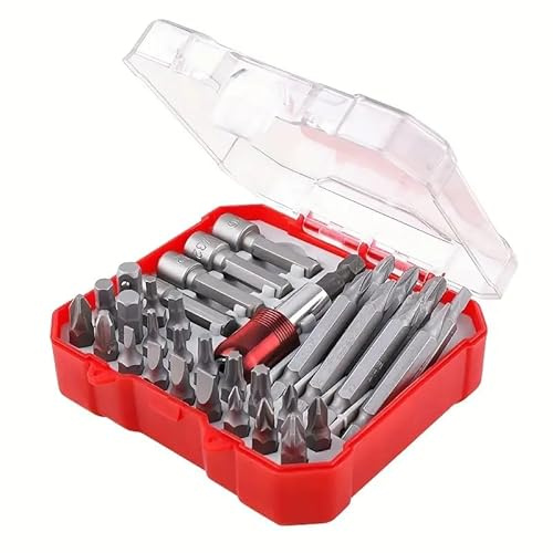 34 Pieces Screwdriver Bits Set, Slotted Hexagonal Multifunctional Screwdriver Bits Set, Combination Bits Multi-Size Screwdriver Socket Set with Storage Case for Repair