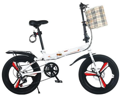 HOUSN Durable Klapprad in 20 Zoll Erwachsene Jugendliche für Faltrad Schnellfaltsystem 6 Bremsen mit Variabler Geschwindigkeit Stadtrad mit Rücklicht und Autokorb,Weiß