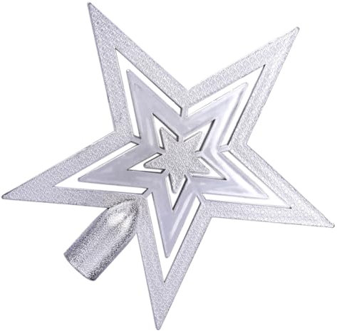 BESPORTBLE Puntale Forma di Stella per Albero di Natale Decorazione Natalizia Argento Design Stella Lavorazione Impeccabile Leggero per Installazione Portatile