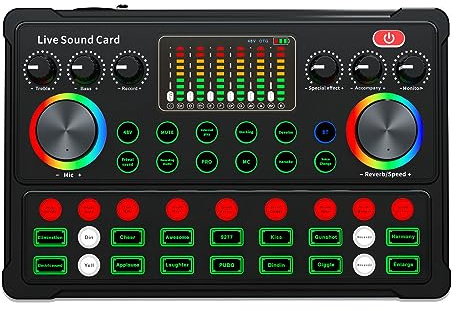 Ycagrain Carte Son M3 Carte Son M3 RGB LED sans Bluetooth Compatible Table de Mixage Externe Réduction du Bruit de la Carte Son pour L'Enregistrement de Chant en Direct