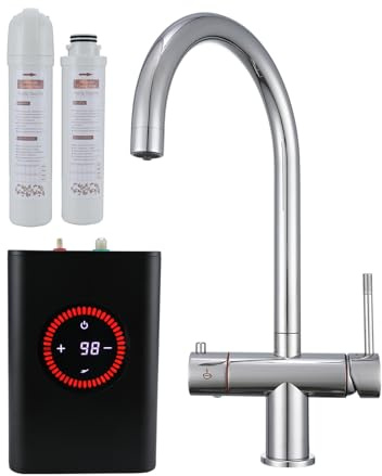 Yamataro 3in1 Boiling Water Tap Instant Hot Cold Kitchen Faucet Stainless Steel Mirror Polished (with Boiler and Filter)