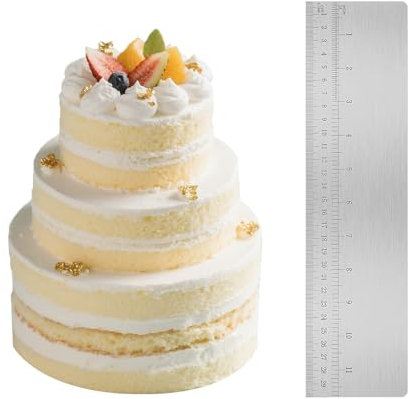 Cake Scraper 12 Inch Metal, Large Cake Scraper with Scale, Smoother and Smoother Cake Edges, Cake Decorating Tool for Baking Measuring Cake Mousse Cream Accessories