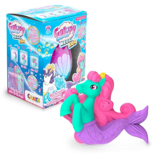 MEGGA Egg Galupy Mermaid - Einhorn schlüpfendes Ei, magisches Überraschungsei mit Einhorn Figur zu sammeln, Rosa