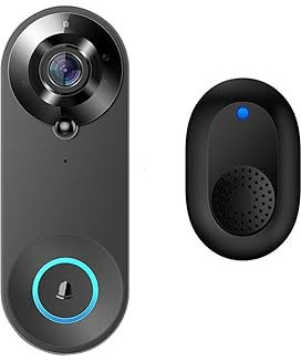 SMTYXS Sonnette Vidéo WiFi Caméra De Sonnette sans Fil 1080P Interphone Vidéo Bidirectionnel Porte Smart Life(Option 5 Add 64G TF Card)
