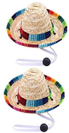 Toyvian 2piezas Sombreros De Paja para Perros Pequeños Ajustables Gorros Divertidos para Fiestas y Sesiones Fotográficas Accesorios Duraderos para Mascotas Regalo para Celebraciones