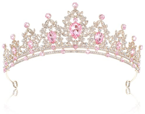 Mädchen Kristall Tiara,Damen Prinzessin Krone,Strass Kristall Königin Tiara,Diadem Hochzeit Krone Stirnband Glitzernde Braut Diadem Haarschmuck für Geburtstag Party Prom Königin Kostüm Bühnenauftritte