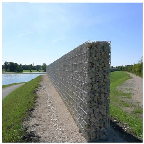 Gabion Wall, Gabion Basket, Galvanised Steel Gabion Spiral Wire, Rust-Proof and Weather-Resistant, Mesh Grid Structure, Ideal for Residential and Commercial Use(5x10cm-2x0.5x1m)
