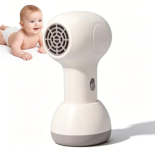 Gsycle Secador De Pelo De Bebé Inalámbrico, 2 Velocidades De Bajo Ruido Recargable Secadora De Cuerpo Completo Secador De Pelo De Viaje Suave Para El Pañal Del Cabello Y El Cuerpo (Crema + Marrón)