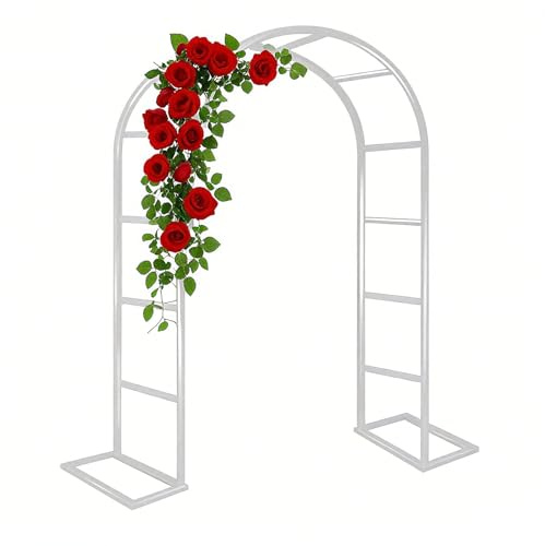 Treillis d'arche de jardin en métal, robuste, antirouille, réglable de 0,8 à 4 m pour plantes grimpantes, assemblage facile, décoration d'arche de mariage