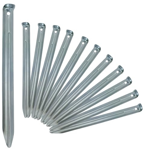 12 picchetti per tenda, con profilo a V, da 30 cm, con occhiello, ancoraggio a terra, stabile per campeggio, giardino, spiaggia, trampolino e attività all'aperto