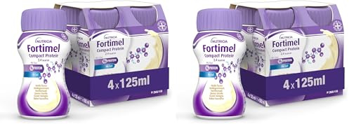 NUTRICIA FORTIMEL COMPACT PROTEIN - Supplemento Ipercalorico e Iperproteico Altamente Palatabile e Compatto, utile in caso di Malnutrizione, Alimento a Fini Medici Speciali, Gusto Vaniglia - 4 x 125ml