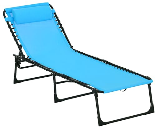 Outsunny Sonnenliege klappbar mit 4-Fach verstellbare Rückenlehne Blau