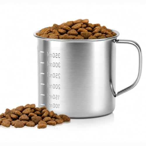 Dog Food Measuring Cup, Stainless Steel Dog Food Scoop with Handle | for Dogs and Cats , Durable Dog-Cat Food-Scoop Measuring-Cup with Clear Markings for Rabbits and Birds