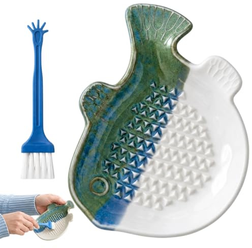 2 Pcs Garlic Grater Plate, Grating Plate with Cleaning Brush, Ceramic Grater Plate for Efficient Food Preparation, Grating Plate with Compact Kitchen Design and Durable Material