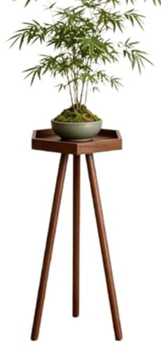 Växtställ i massivt trä, hörnhyllhållare med upphöjd design, mitten av århundradet blomkruka visningsställ för vardagsrum och sovrumsdekor