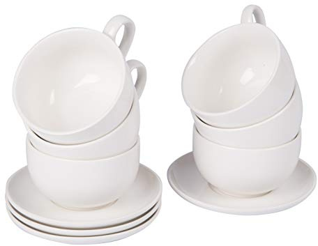 Alpina Set-Cappuccino-tassen & Untersetzer, Keramik, Weiss, 10 cm, 12-Einheiten