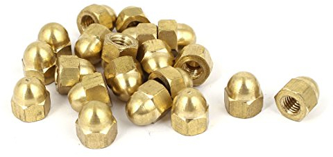 sourcing map 20pcs Écrou Borgne Laiton M6 Hexagonal Dôme Clou Décoratif pour Vis Boulon