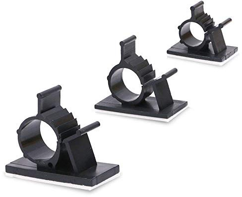 Rustark 100Pcs 3 Sizes Adjustable Multipurpose Self-adhesive Cable Clips Wire Clamps Cord Holders Cable Organizers for Cord Management