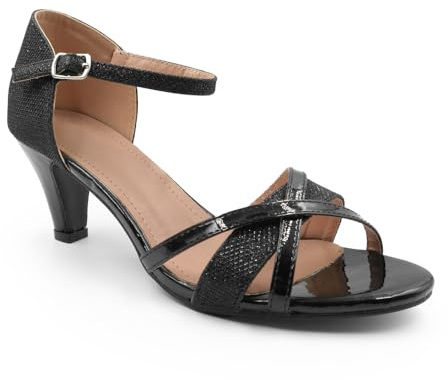 Heelberry® Kvinnor damer låg klack bröllop brud silver sandaler fest strappy skor öppen tå
