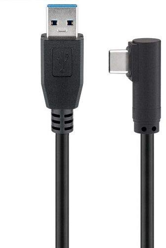 CABLEPELADO Cable USB 3.0 Super Speed | Cable USB Carga Rápida Tipo USB C acodado | Alta Velocidad 5Gbps | Compatible con Galaxy, Redmi Note, Huawei, BQ, Lenovo, Xiaomi | Negro | 1 Metro