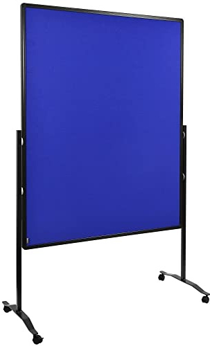 Legamaster Premium Plus Moderationswand - marineblau - 150x120 cm - doppelseitig, mit Filz bezogenes Pinboard - einsetzbar als Trennwand - inkl. 4 feststellbaren Rollen und einklickbaren Papierhaken | Tafelformat 1200 x 1500 mm, Filz, blau, fest