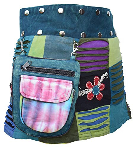 Gheri Jupe enveloppante réversible en coton avec imprimé patchwork - - Taille Unique