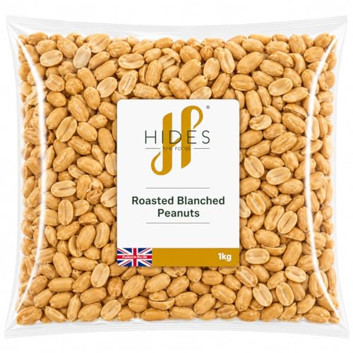 Hides Fine Foods - Unsalted Roasted & Blanched Peanuts - 1kg - GMO - Free - Suitable for Vegetarians - Baking - Desserts - Cakes - Cookies - Cooking - Salads - Snacking
