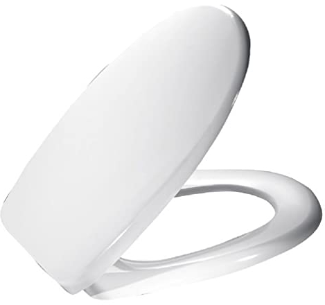 Siège de toilette pour Cersanit Delfi, Soft Close, Duroplast - Siège de toilette facile à nettoyer - Anti-bactérien amovible - Duroplast - Charnière métallique - Duroplastique - 36 x 43 cm - Blanc