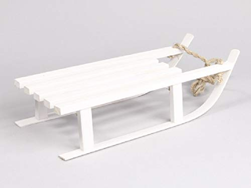 Holzschlitten I Länge 38 cm I weiß I Dekoschlitten