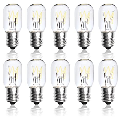 Bonlux 10-Pack Salt Lamp Bulbs E14 16W Fridge Bulb High Temp 300° Oven Light Bulbs Dimmable E14 SES Small Edison Screw Pygmy Lamp Bulbs T22 Tubular Appliance Light Bulb