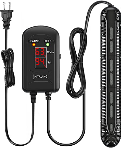 HiTauing Aquarium Heizung, 300W Aquarium Heizstabr mit LED-Digitalanzeige & 5 Sicherheitsschutz, Tauchbare Aquariumheizer mit 2 Saugnäpfen und 8.2Ft Kabel für 40-75 Gallonen Fischbecken.
