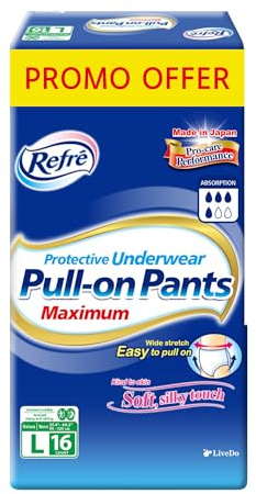 Pull-On Premium Pants Maximum - Unisex Protective Underwear - Breathable Disposable Incontinence Briefs - Ultra Absorbent & Odor Control Adult Diapers with Stretch Waist - Large (37.4-49.2) - 16 Ct