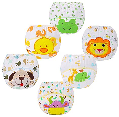 FedMois Baby Potty Training Pants Boys Girls Training Underwear Reusable (6 Pack), Animals, 3-4 Years