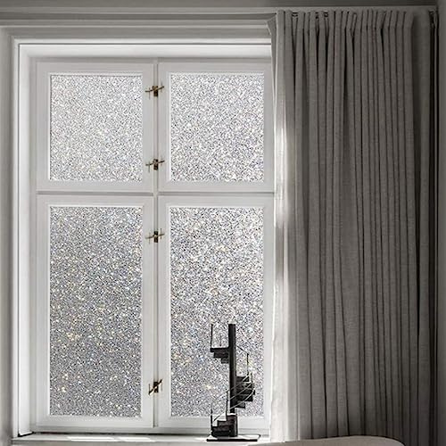 Simple Fix Fensterfolie - Glitzerfolie 60 x 300 cm - Sichtschutzfolie Fenster Folie, Isolierfolie - Fensterfolie Blickdicht Selbsthaftend - Glitzer