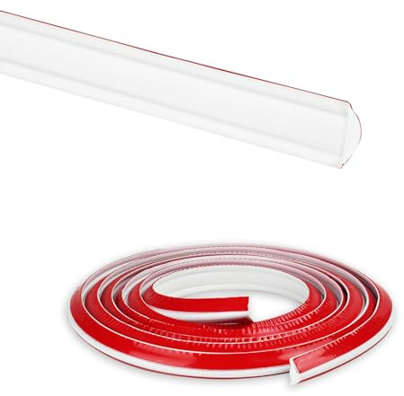 Flintronic PVC Quadrant Trim, 3M Self Adhesive Skirting Board Trim, Flexible Laminate Beading Moulding Trim, Moulding Wall Corner Trim for Cabinet Countertop, Ceiling Floor, Caulk Strip, 19 * 13mm