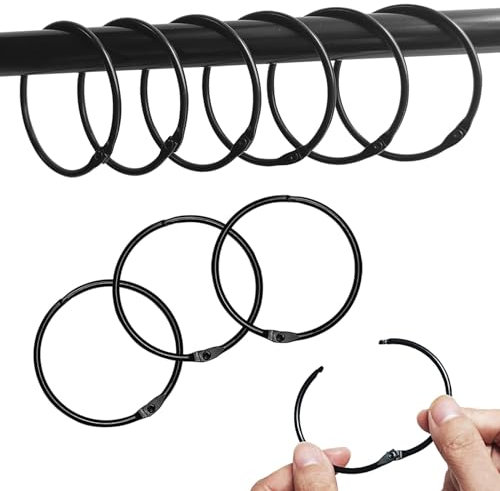 ZOCONE 30 Piezas Anillos de Cortina para Abrir, Anillas para Cortinas 50mm Anillos Cortina Metal Redondos Anillas para Cortina de Ducha y Barras de Cortina (Negro)