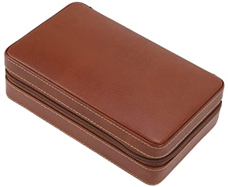 Étui à cigares Portable, boîte à cigares en Cuir Marron, Accessoire pour cigares avec humidificateur et Sac pour Voyage