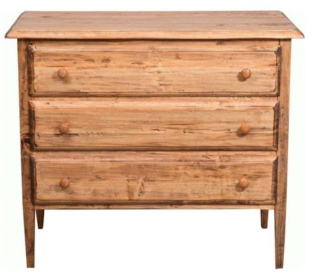 Biscottini Kommode aus Massivholz 100 x 48 x 85 cm | Schubladenschrank Möbel im Shabby-Chic-Stil weiß | Kommode im Vintage-Stil mit 3 Schubladen | Vintage Kommode