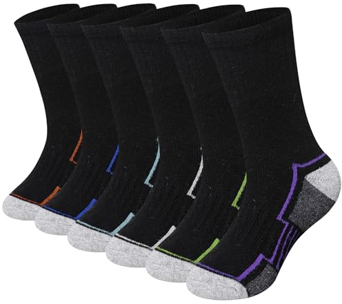WEVIAS Kids Merino Wool Hiking Socks Boys Thermal Winter Cozy Boot Warm Cushion Socks 6 Pairs (6 Pairs Black#A, 4-7 Years)