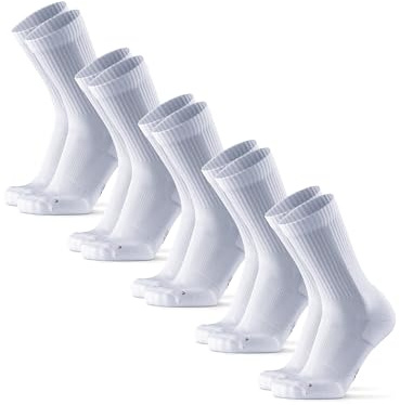 DANISH ENDURANCE Dämpade Löparstrumpor för Långdistans, Mot blåsor Ankelstrumpor, Svettavisande, for Män & Kvinnor, Unisex, 5-Pack, Vit 5-Pack, 43-47