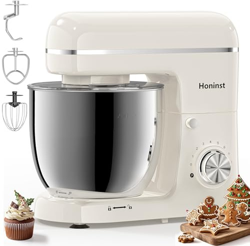 Honinst - Stand Mixer, 3 in 1 10 Speed Tilt Head 5.5 Quart Electric Mixer with Bowl, Dough Hook, Whisk and Whisk, Kitchen Mixer for Baking,