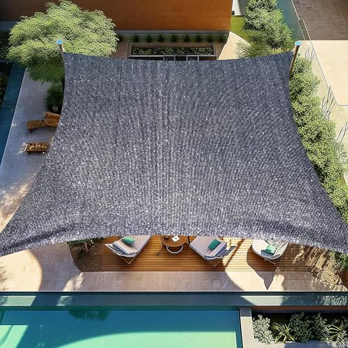 Sun Shade Sail 2m x 2m Black Rectangle Waterproof Garden Sun Sail Outdoor Patio Party Sunscreen Awning Canopy 98% UV Block With Rope