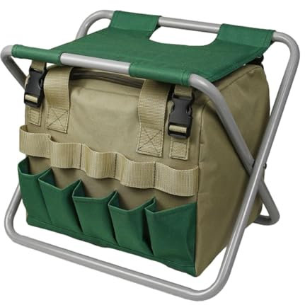 Dranng Klapphocker für Gartenarbeit, Faltbarer Campinghocker,Outdoor-Hocker mit Abnehmbarer Werkzeugtasche | Tragbarer Hocker für Outdoor, Camping, Gärtner